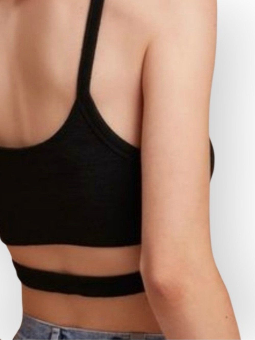 Aritzia WILFRED FREE Hamann Black Wrap Crop Tank Top - Picture 3 of 7